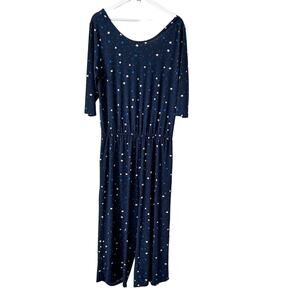Leota Jumpsuit Size L Stars Novelty All Over Print Stretch Knit Graphic USA